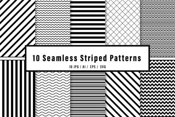 Black Seamless Striped Patterns Set