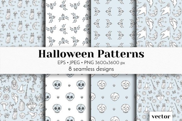 Black White Halloween Patterns Vector: Seamless Integration for Professional and Creative Workflows