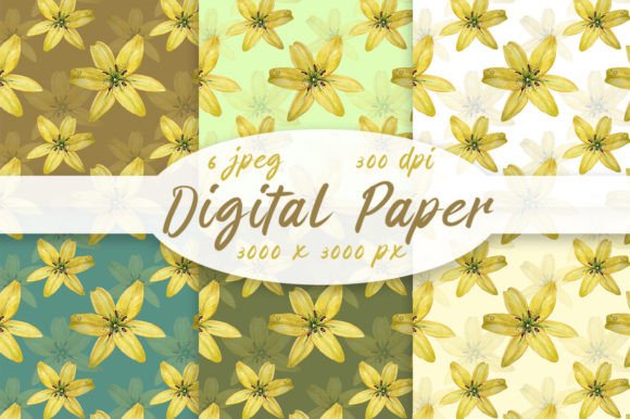 Botanical Watercolor Lily Patterns