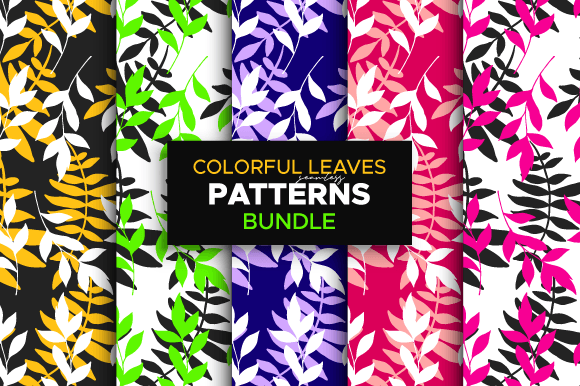 Colorful Leaves Seamless Patterns Bundle