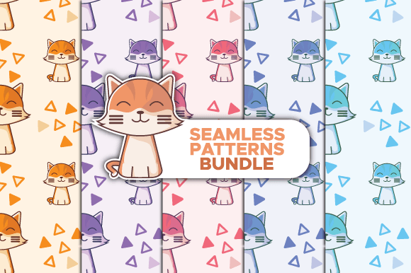 Cute Cat Pet Seamless Patterns Bundle