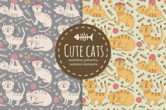 Cute Cat Seamless Patterns