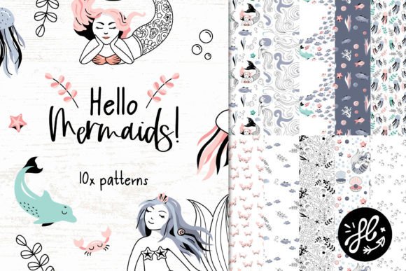 Hello Mermaids Seamless Patterns