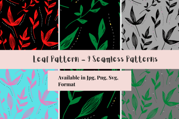 Leaf Digital Paper - 9 Seamless Patterns: Versatile, High-Resolution Leaf Backgrounds for Creative Projects