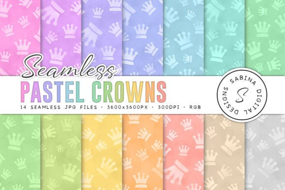 Pastel Crowns Seamless Patterns