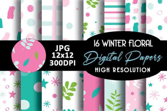 Pastel Winter Digital Papers Patterns